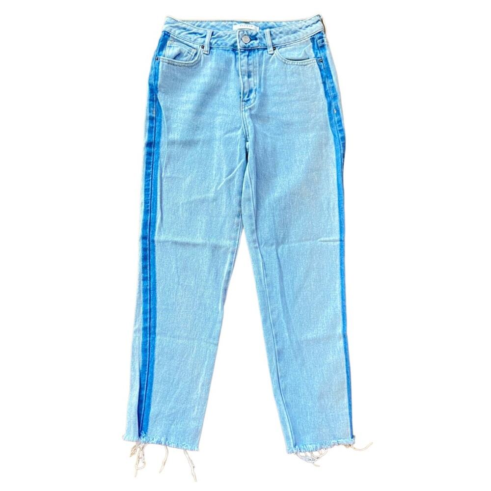 Pacsun Blue 2 Tone Tuxedo Stripe Mom Jean Raw Frayed Hem Women’s Size 25